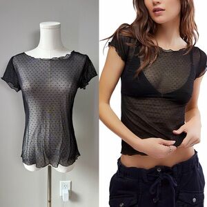 Intimately Free People Black On The Dot Baby Tee